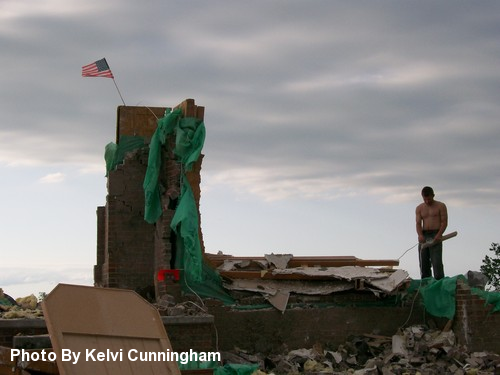 An American Flag Masted On What Remains Of This Manhattan KS Home An American Flag Masted On What Remains Of This Manhattan KS Home